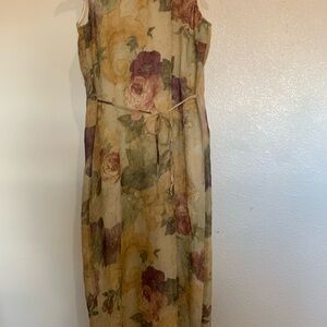 Dramatic Rose crinkle organza lined maxi Christy Lyn VTG 12